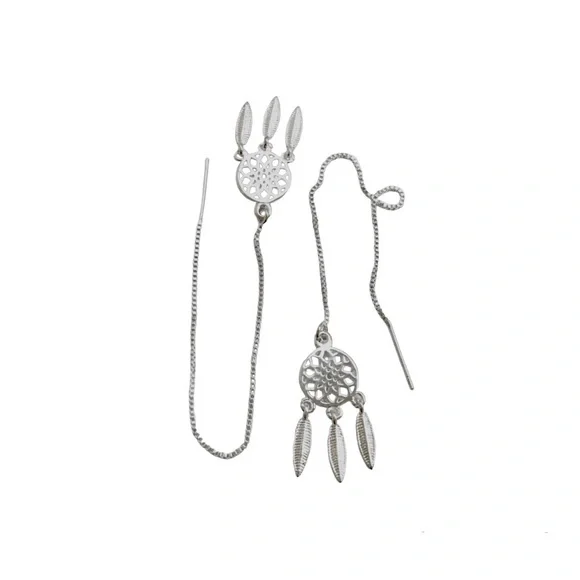 🆕 Gorgeous Dainty .925 Sterling Sikver Dream Catcher w/Fringe Drop Earrings NWT - Picture 5 of 14